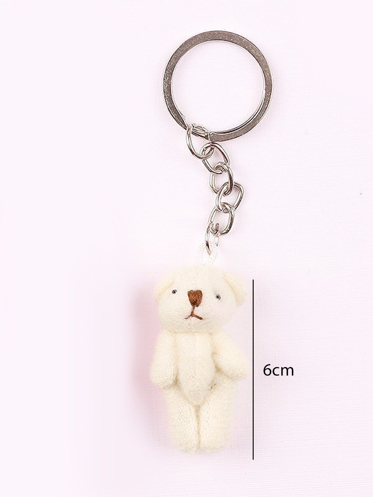 Peluş Ayıcık Anahtarlık ve Süsleme Malzemesi (10 adet) Krem - 6cm