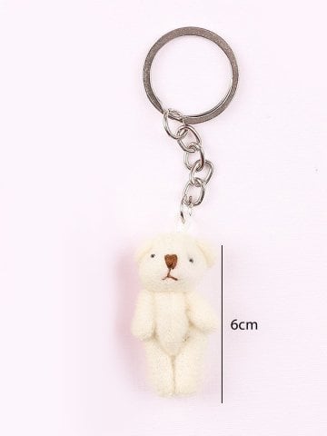 Peluş Ayıcık Anahtarlık ve Süsleme Malzemesi (10 adet) Krem - 6cm