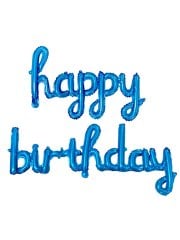 Happy Birthday' El Yazılı Set Balon  - Mavi