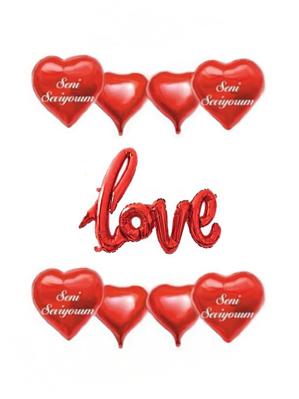 Love' Yazılı 8 Kalpli Balon 20cm