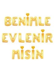 Benimle Evlenir Misin' Yazılı Set Balon  - Altın