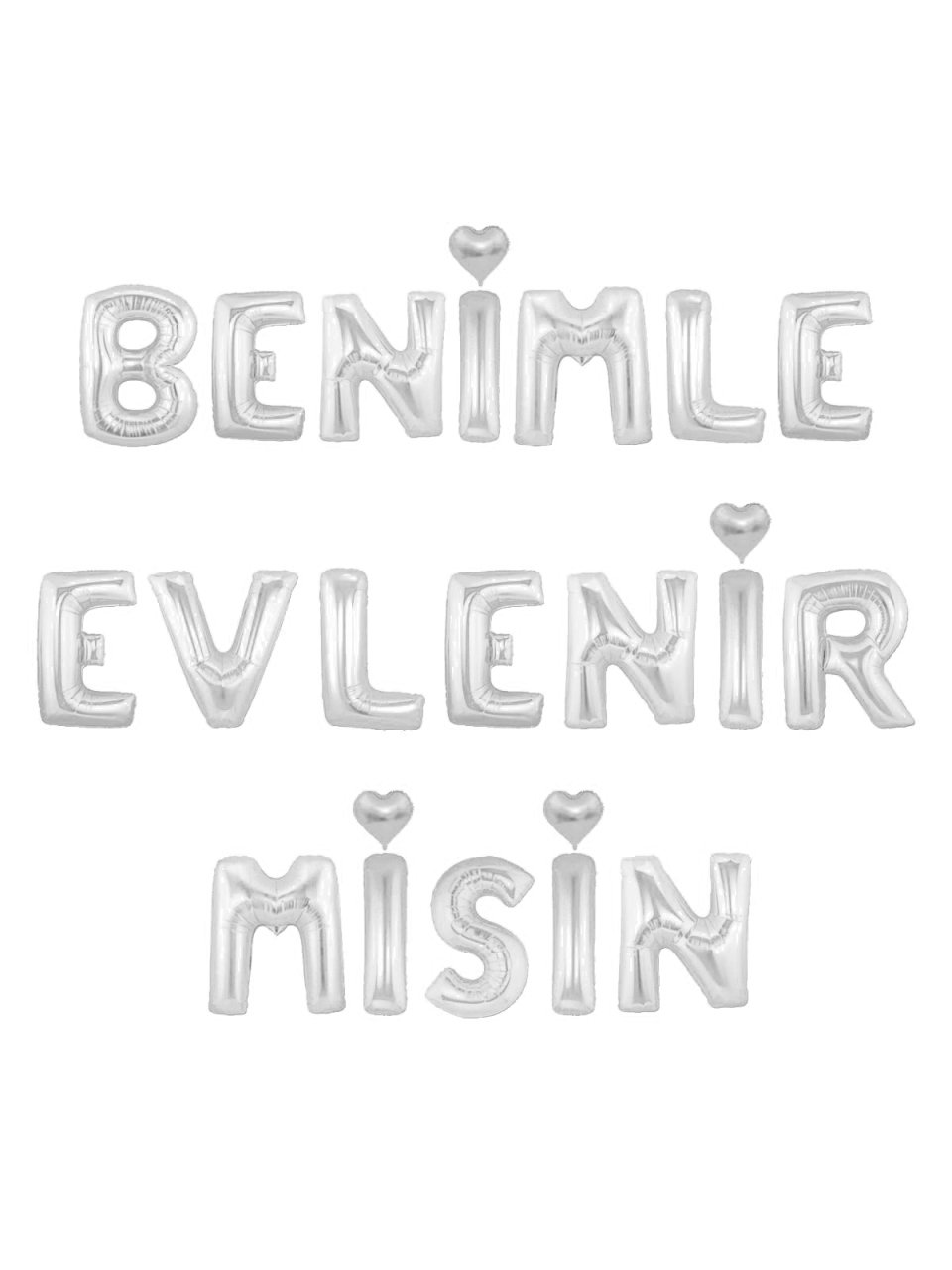 Benimle Evlenir Misin' Yazılı Set Balon  - Gümüş