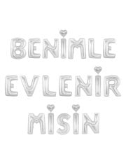 Benimle Evlenir Misin' Yazılı Set Balon  - Gümüş