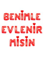 Benimle Evlenir Misin' Yazılı Set Balon  - Kırmızı