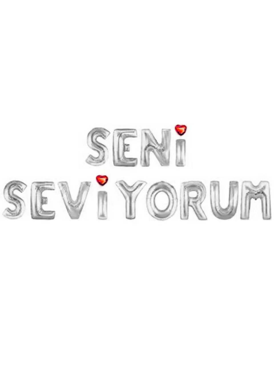 Seni Seviyorum' Yazılı Set Balon  - Gümüş