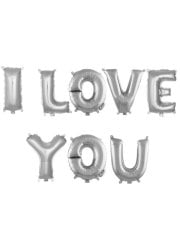I Love You' Yazılı Set Balon  - Gümüş