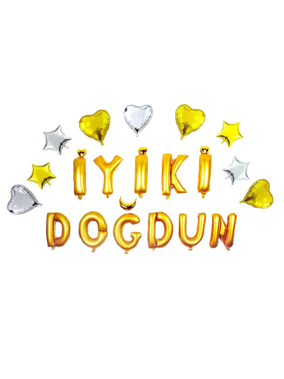 İyi ki Doğdun' Yazılı Kalpli Set Balon  - Altın