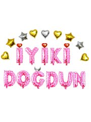 İyi ki Doğdun' Yazılı Kalpli Set Balon  - Pembe