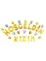 Hoş geldin Kızım' Yazılı Set Balon  - Altın