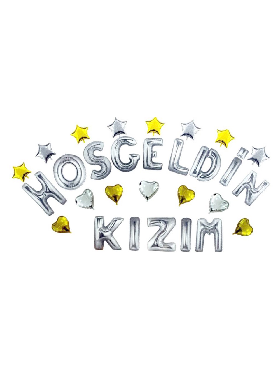 Hoş geldin Kızım' Yazılı Set Balon  - Gümüş