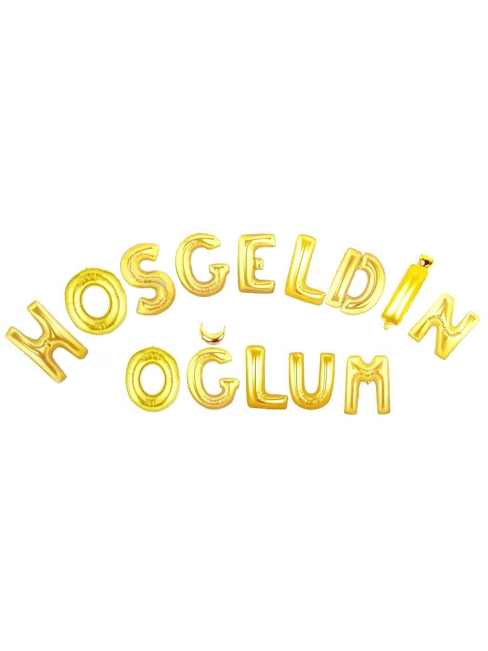 Hoş geldin Oğlum' Yazılı Set Balon  - Altın