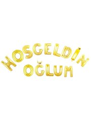 Hoş geldin Oğlum' Yazılı Set Balon  - Altın