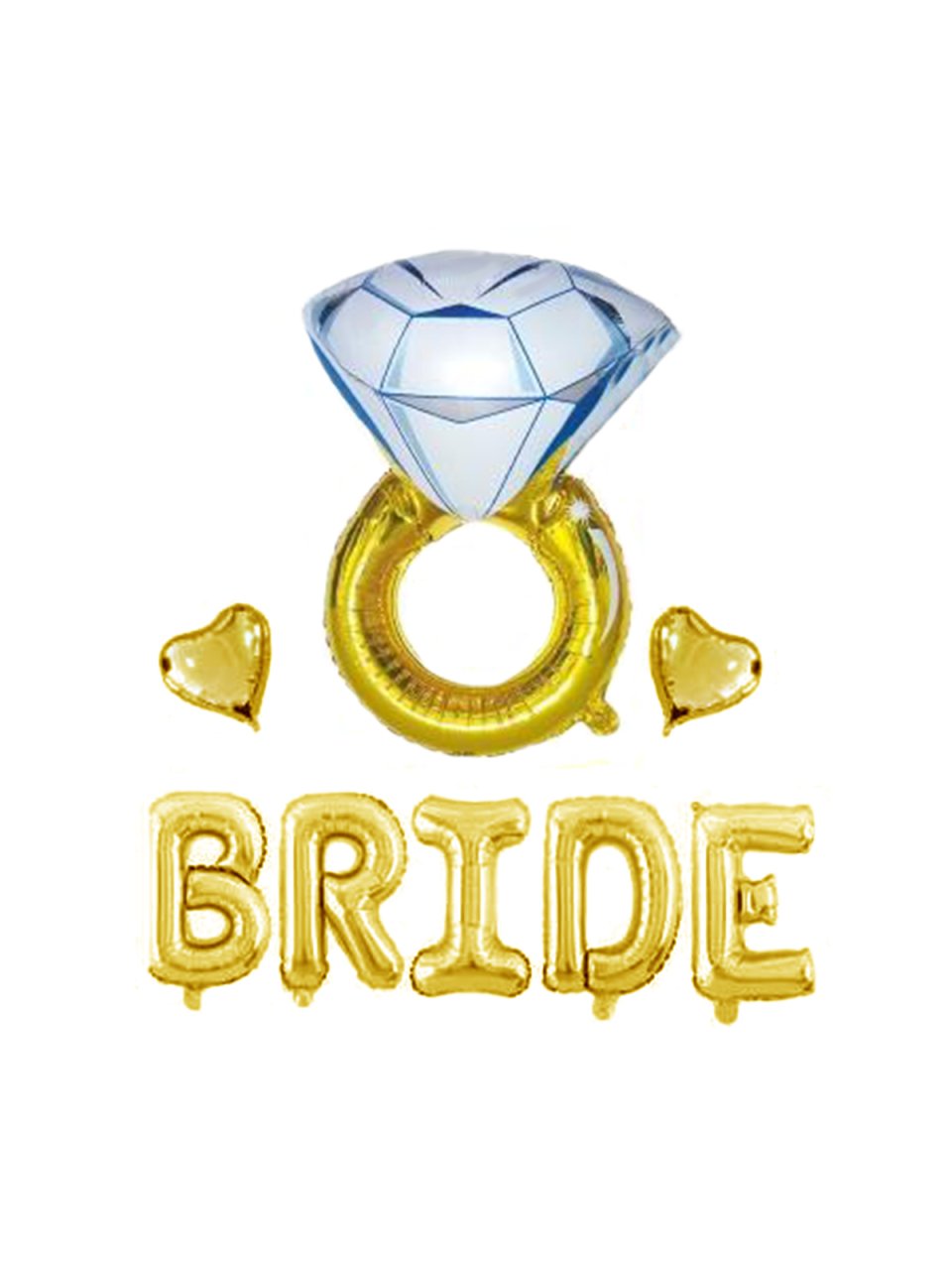 Bride' Yazılı Yüzüklü Set Balon  - Altın