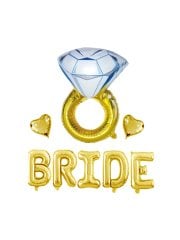 Bride' Yazılı Yüzüklü Set Balon  - Altın