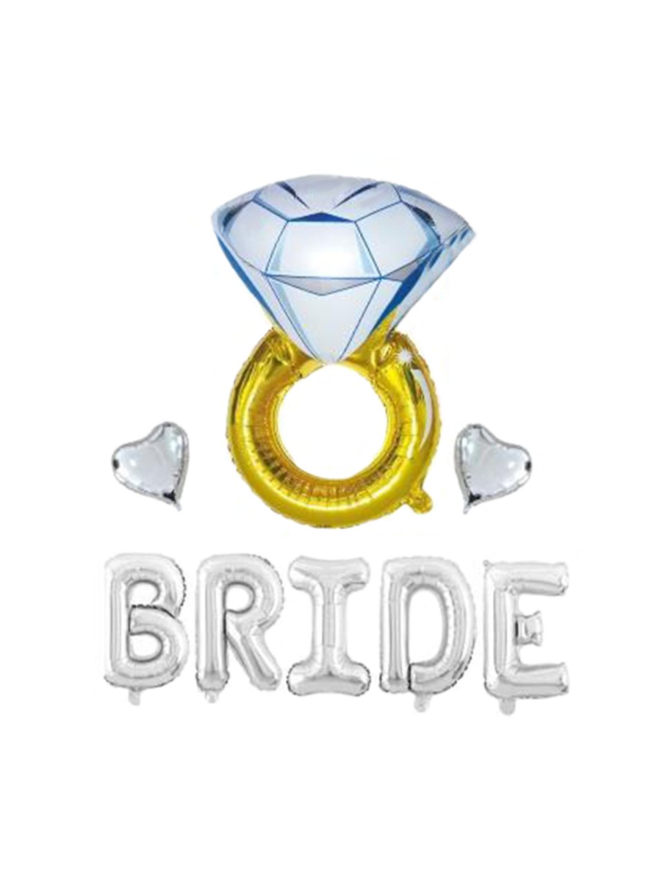 Bride' Yazılı Yüzüklü Set Balon  - Gümüş