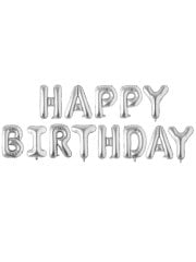 'Happy Birthday' Yazılı Set Balon  - Gümüş