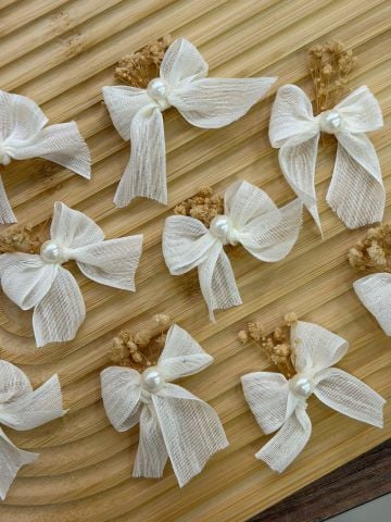 Cipso Çiçekli Keten İncili Fiyonk 50 adet