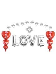 'Love' Yazılı Set Balon - Gümüş