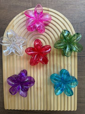 Şeffaf Karışık Lotus Toka 8 cm (12adet)