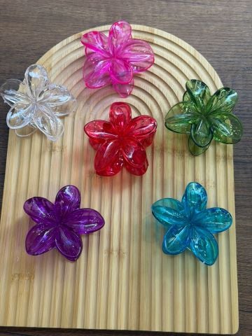 Şeffaf Karışık Lotus Toka 8 cm (12adet)