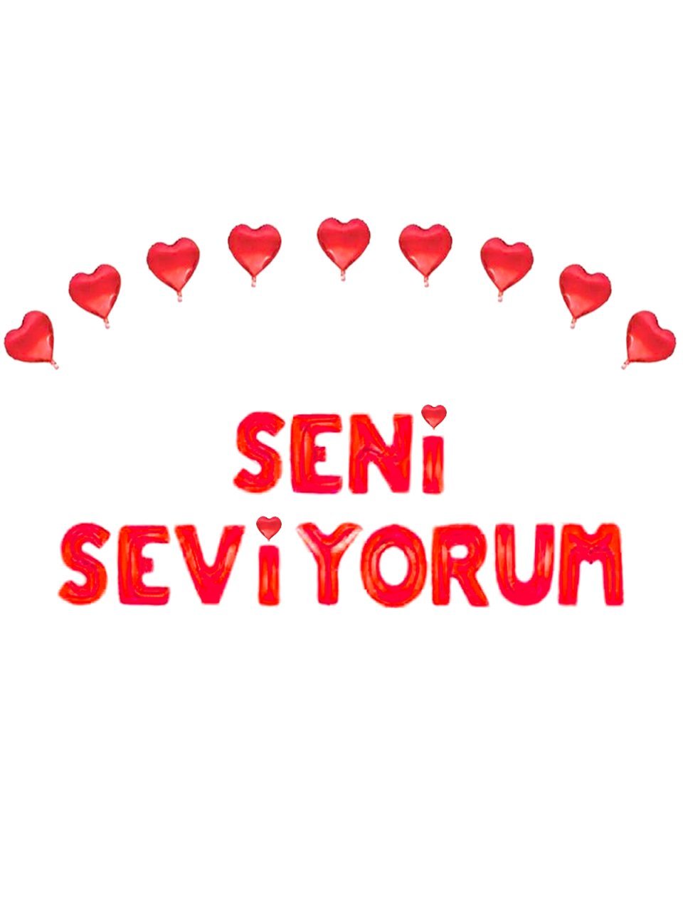 'Seni Seviyorum' Yazılı Set Balon