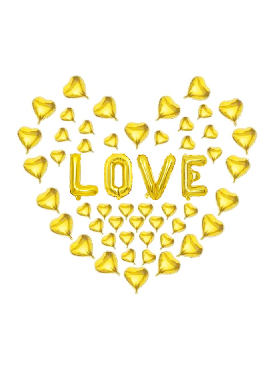 Love' Yazılı 49 Kalpli Set Balon - Altın