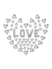 Love' Yazılı 49 Kalpli Set Balon - Gümüş