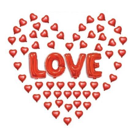 Love' Yazılı 58 Kalpli Set Balon