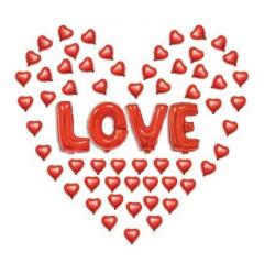 Love' Yazılı 58 Kalpli Set Balon