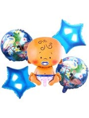 5'li Bebek Set Folyo Balon - Mavi
