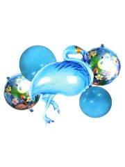 5'li Flamingo Set Folyo Balon - Mavi