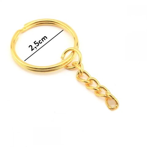 Zincirli Anahtarlık Ucu (2.5mm) - 50 adet Altın