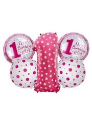 1 Yaş Set Folyo Balon - Pembe