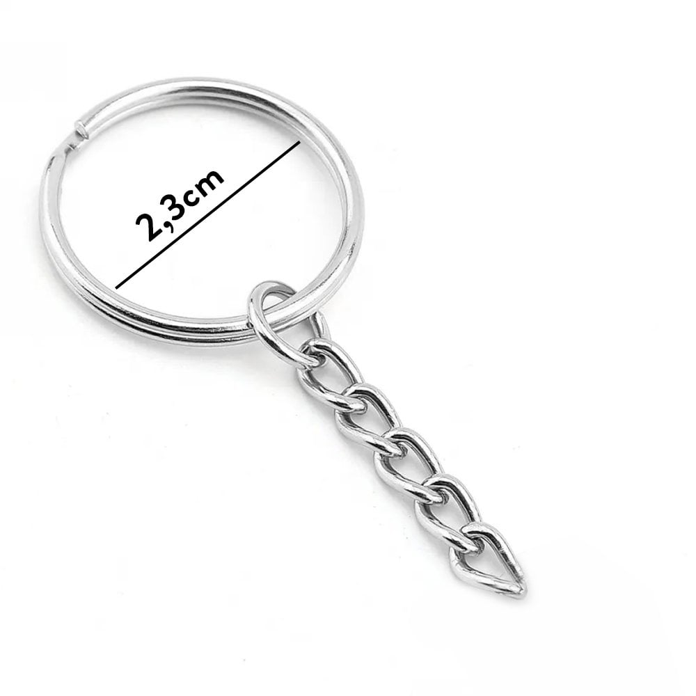 Zincirli Anahtarlık Ucu (2.3mm) - 50 adet Gümüş