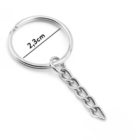 Zincirli Anahtarlık Ucu (2.3mm) - 50 adet Gümüş