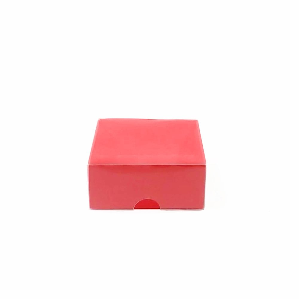 7x7x3 Asetat Kapaklı Karton Kutu - 50 adet Kırmızı