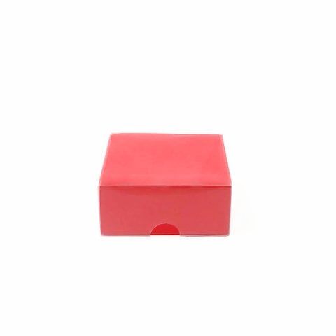 7x7x3 Asetat Kapaklı Karton Kutu - 50 adet Kırmızı