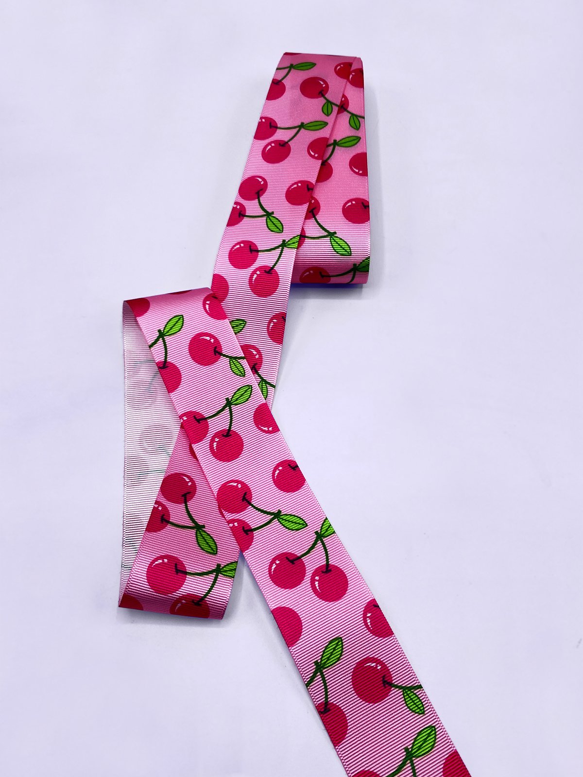Baskılı Grogren Kurdele (4cm-5 Metre) Pembe Kiraz