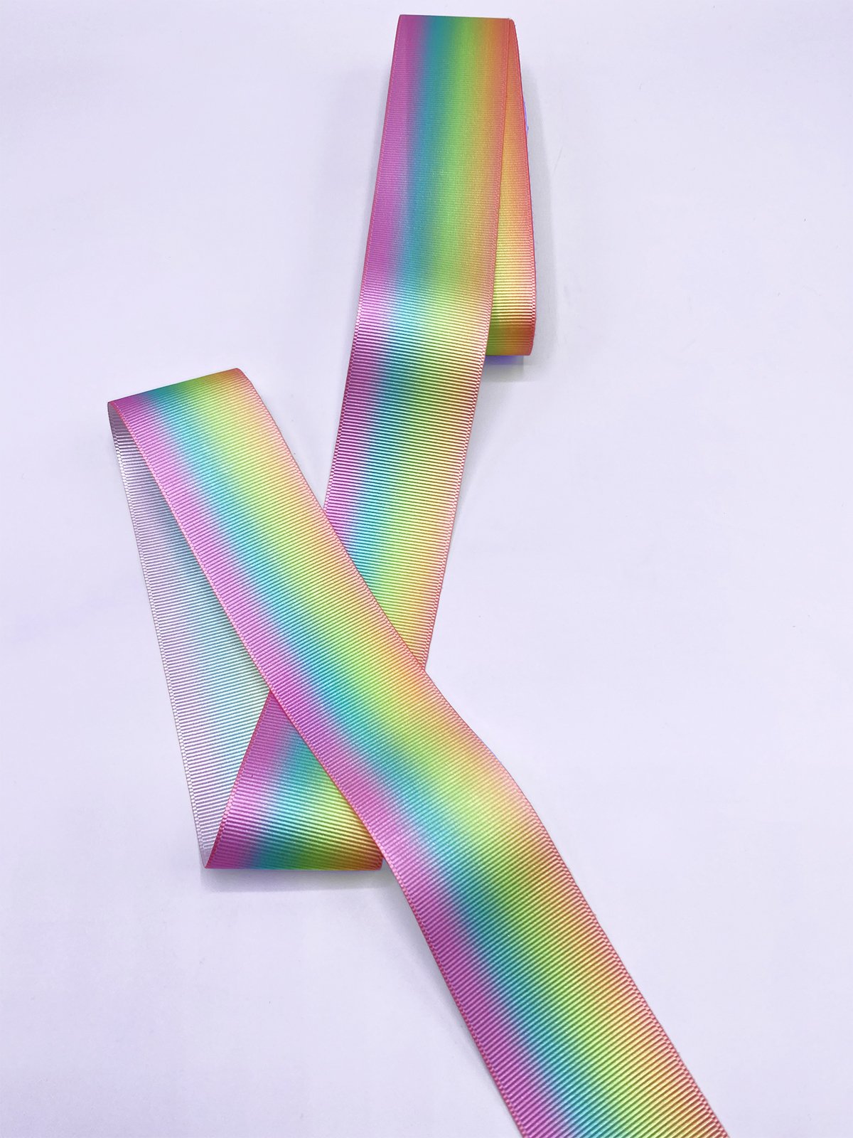 Baskılı Grogren Kurdele (4cm-5 Metre) Gökkuşağı