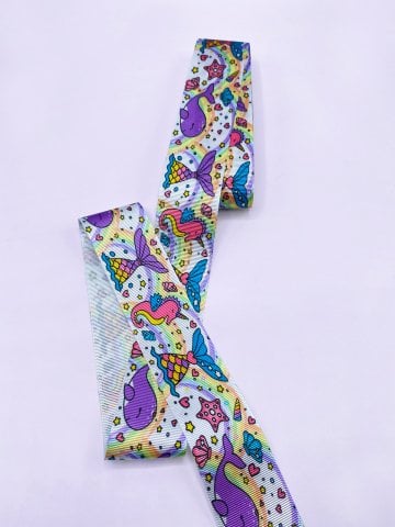Baskılı Grogren Kurdele (4cm-5 Metre) Okyanus