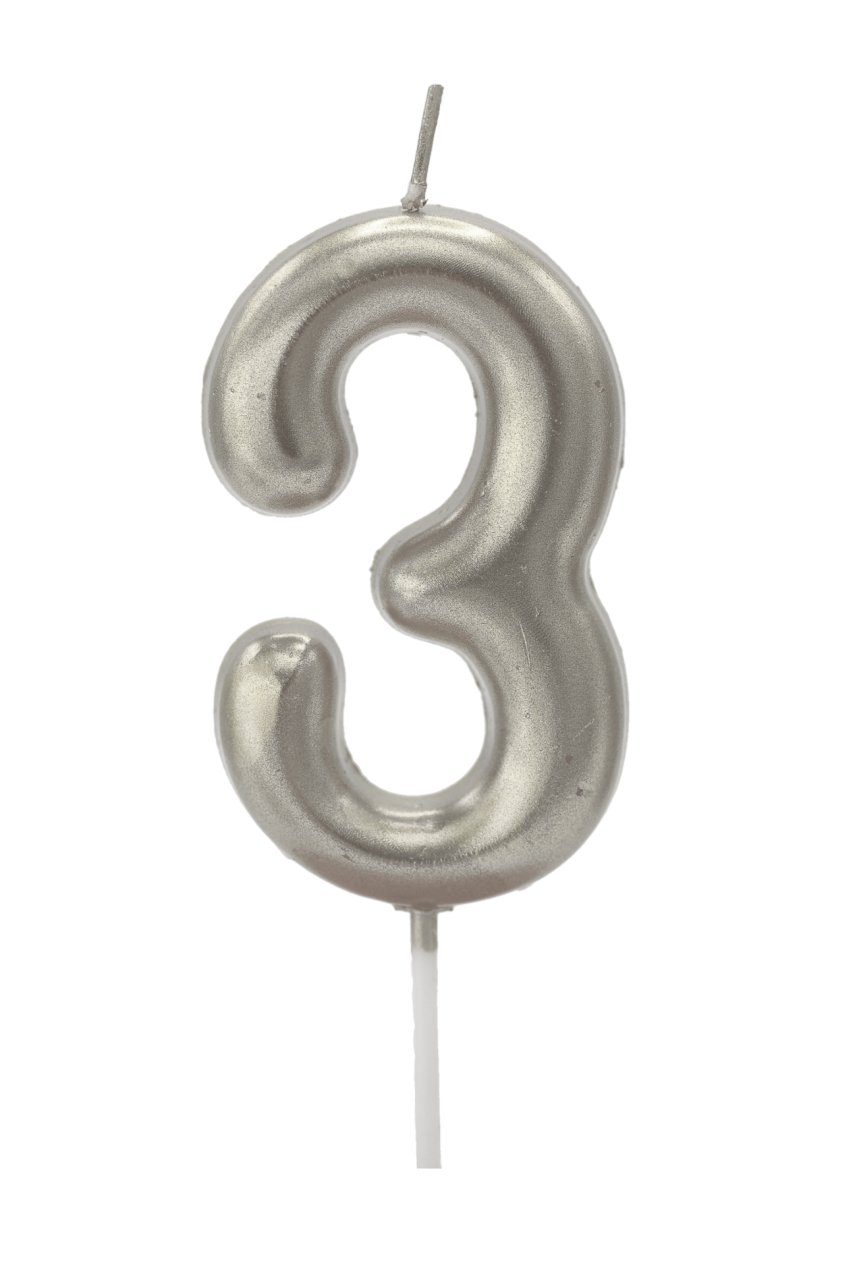 Gümüş Rakam Mum - Büyük 3