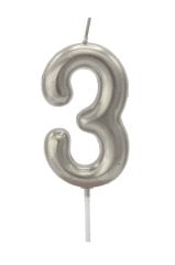 Gümüş Rakam Mum - Büyük 3