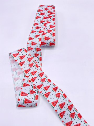 Baskılı Grogren Kurdele (4cm-5 Metre) Dilim Karpuz