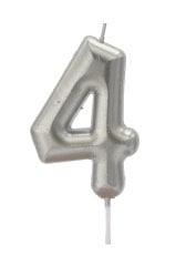 Gümüş Rakam Mum - Büyük 4