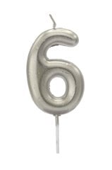 Gümüş Rakam Mum - Büyük 6