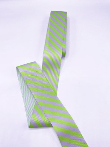 Baskılı Grogren Kurdele (4cm-5 Metre) Yeşil Çizgili