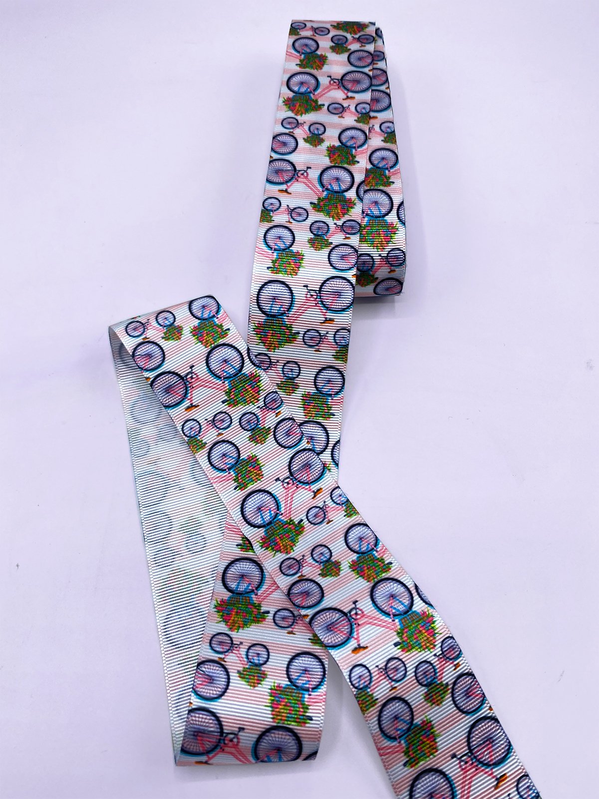 Baskılı Grogren Kurdele (4cm-5 Metre) Somon Bisiklet
