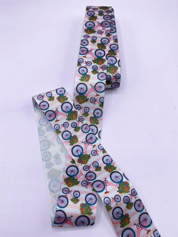 Baskılı Grogren Kurdele (4cm-5 Metre) Somon Bisiklet