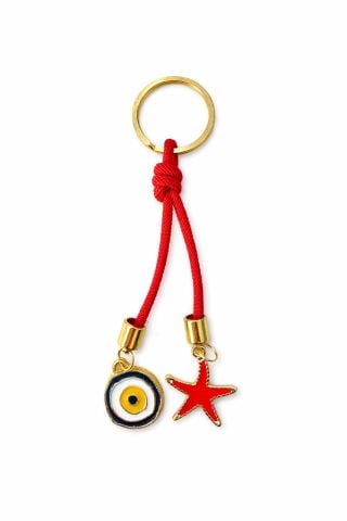Nazar Boncuk Kırmızı Yıldızlı Anahtarlık