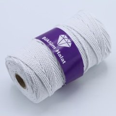 İki Büküm Makrome İpi (3mm - 500gr) Beyaz